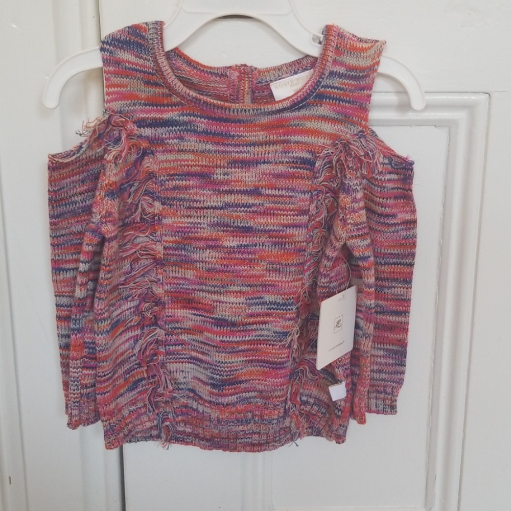 Rosie Pope cold shoulder infant fringe sweater
